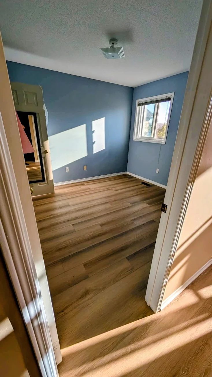 New wood-look floor in a bedroom